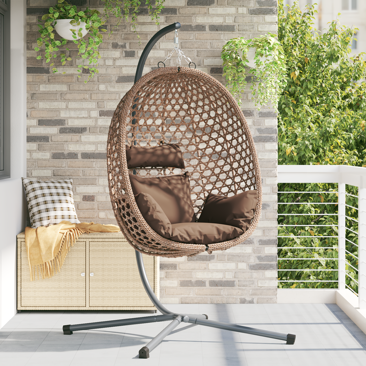 Hængende æggestol Brun 104 x 100 x 191 cm polyrattan