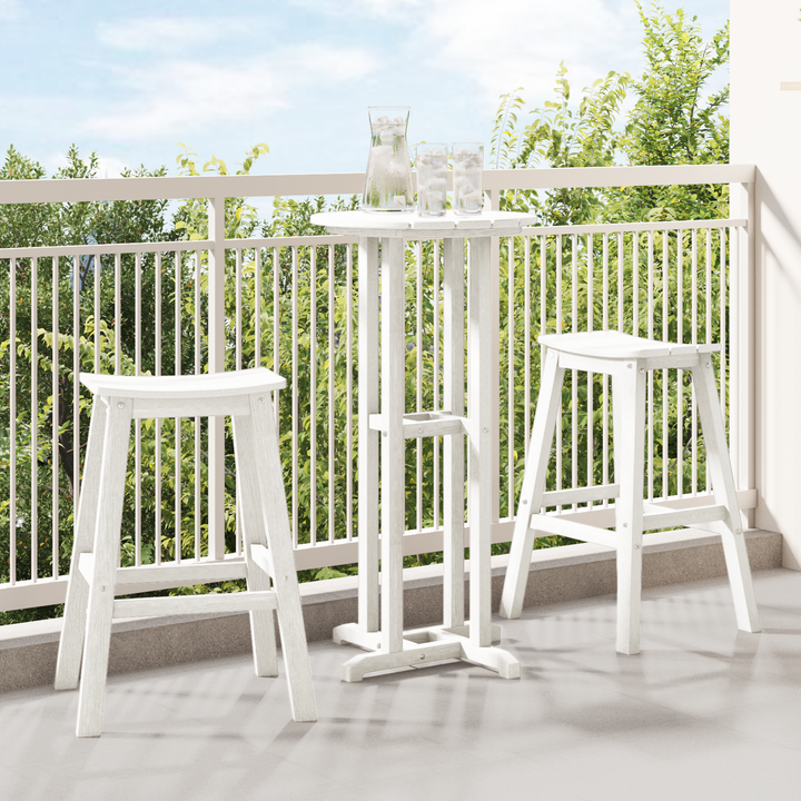Barbænk 2 pcs Hvid 52 x 43 x 73,5 cm HDPE