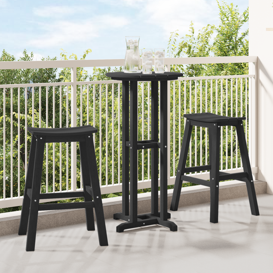 Barbænk 2 pcs Sort 52 x 43 x 73,5 cm HDPE