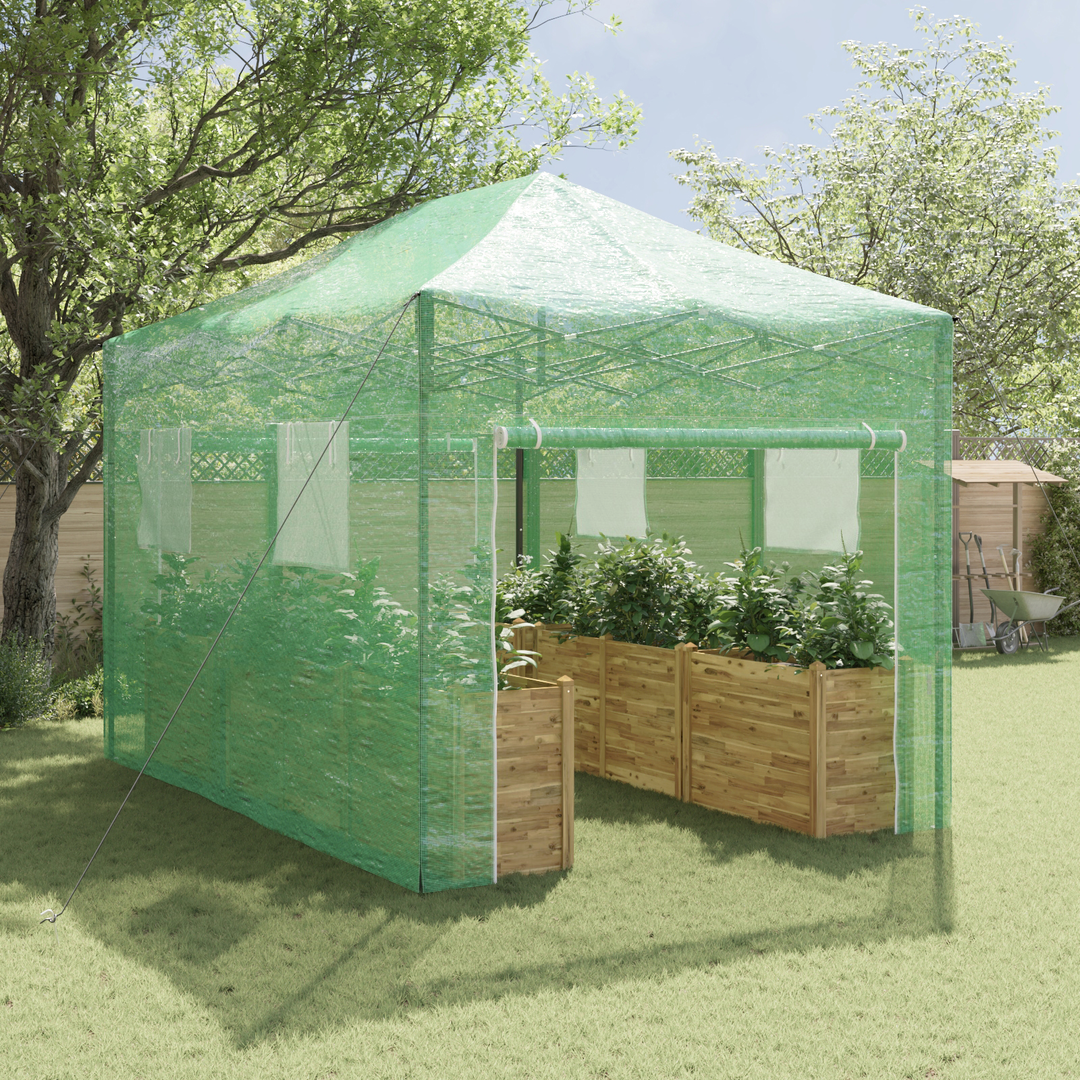 Drivhus med op-poppende ramme Grøn 280 x 410 x 315 cm Jern