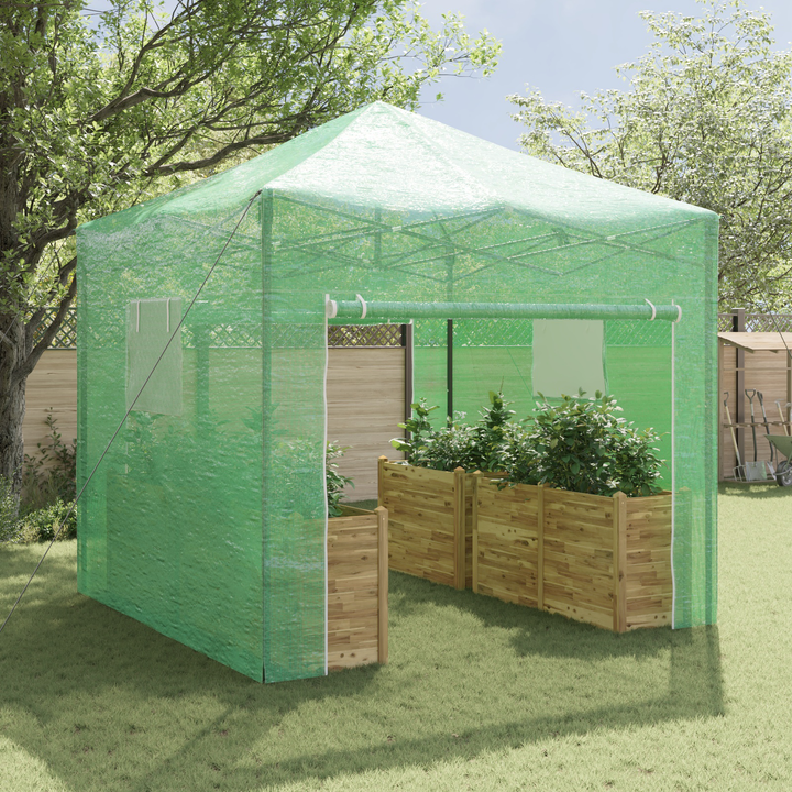 Drivhus med op-poppende ramme Grøn 290 x 290 x 315 cm Jern