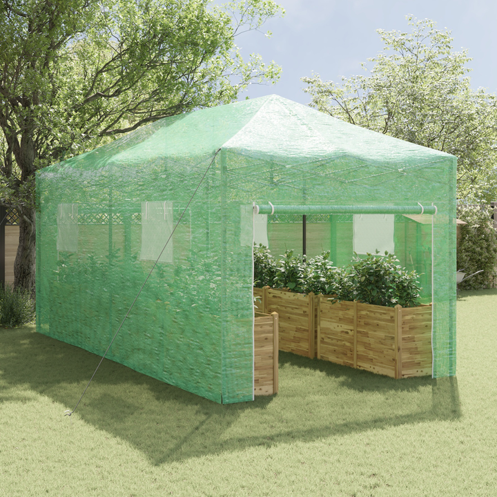 Drivhus med op-poppende ramme Grøn 290 x 580 x 315 cm Jern