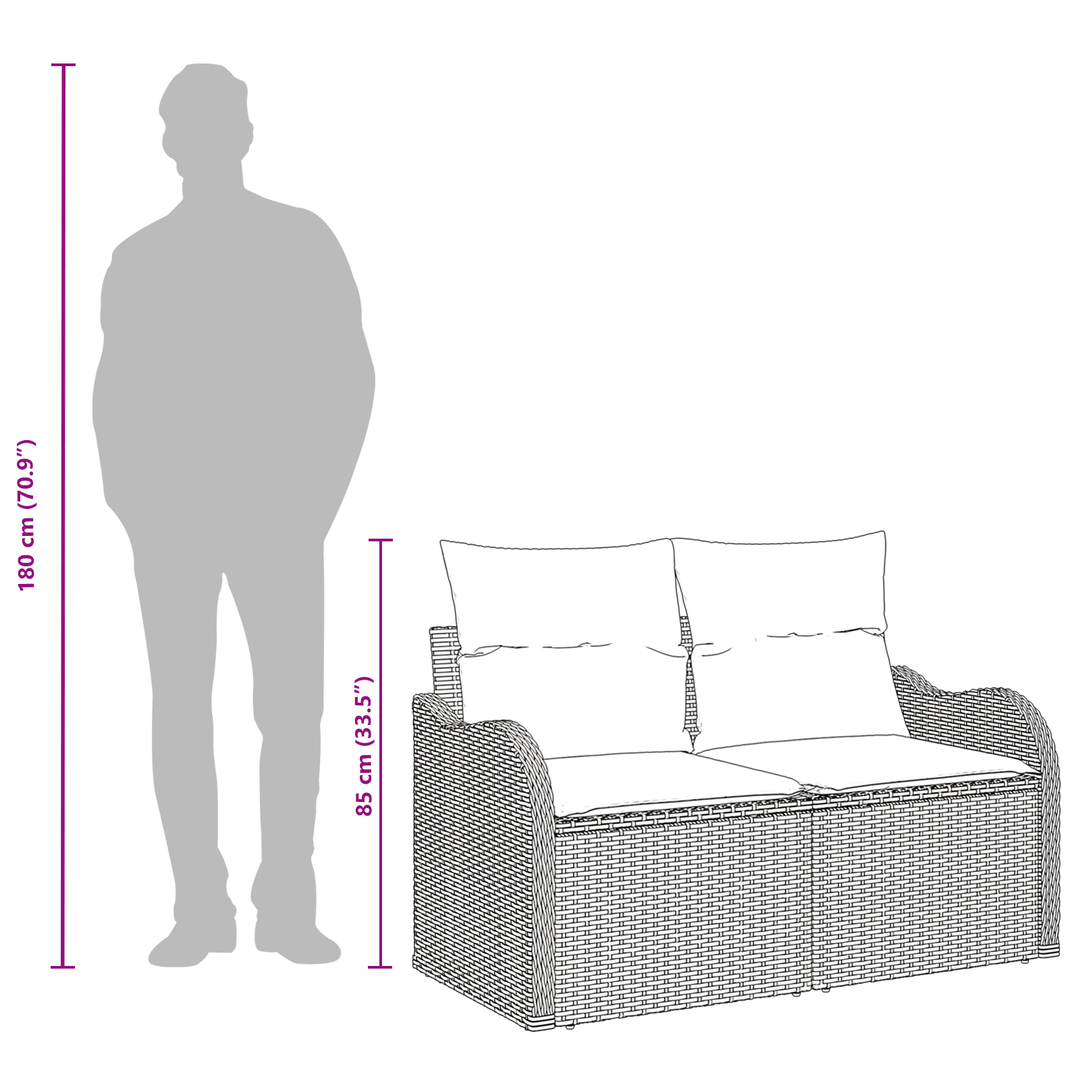 Havemøbelsofa med pude Brun 121 x 62 x 69cm polyrattan