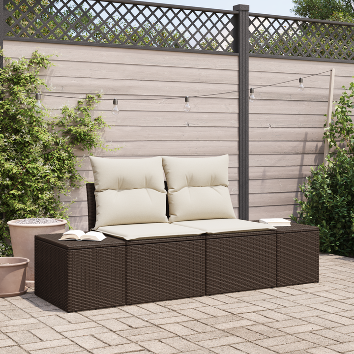 Havemøbelsofa med pude Brun 184 x 62 x 69 cm polyrattan