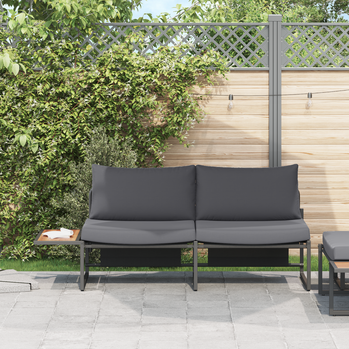 Havemøbelsofa med pude Antracit 200,5 x 70 x 85,5 cm Stål