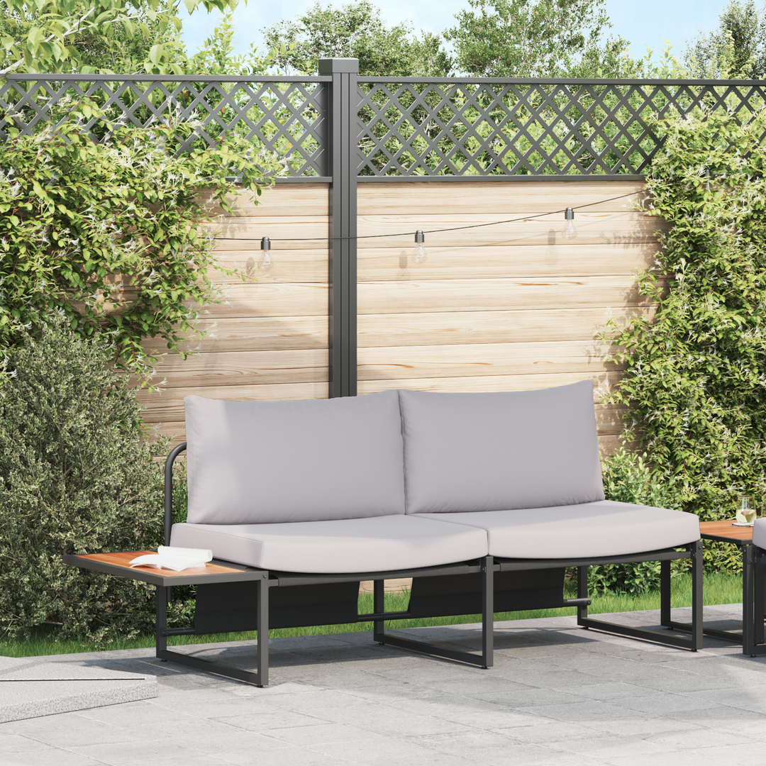 Havemøbelsofa med pude Lysegrå 200,5 x 70 x 85,5 cm Stål