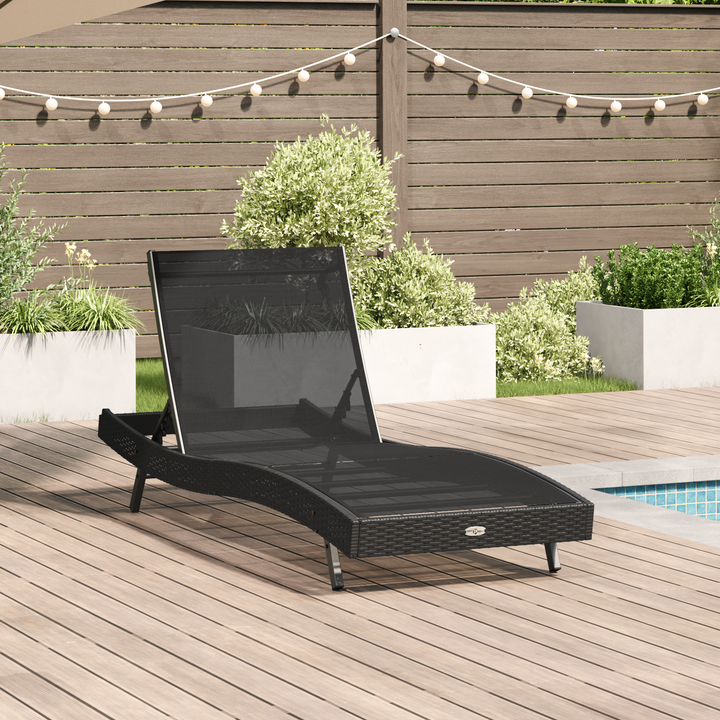 Solstol Sort 197 x 70 x 82 cm polyrattan