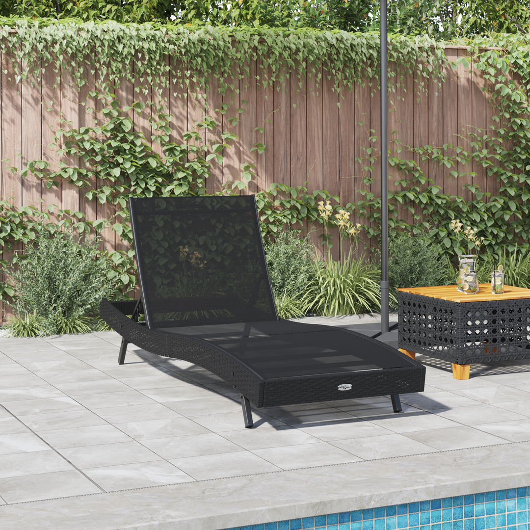 Solstol Sort 197 x 70 x 82 cm polyrattan