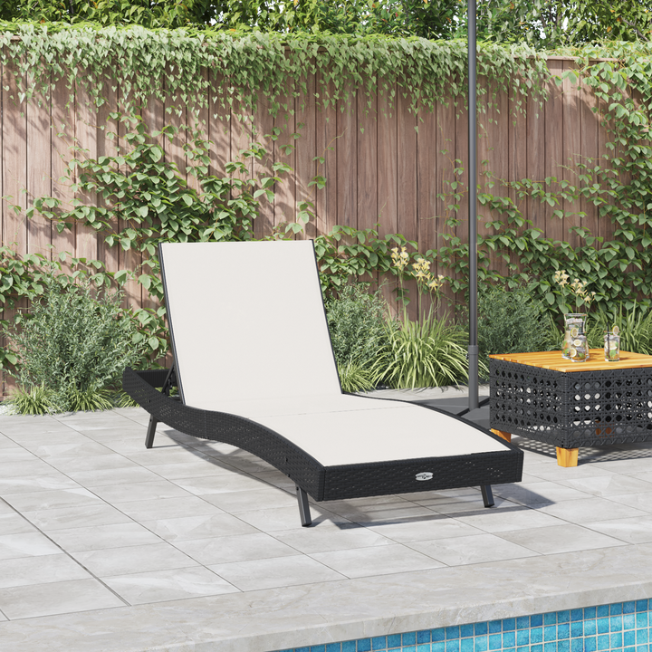 Solstol Sort og Hvid 197 x 70 x 82 cm polyrattan