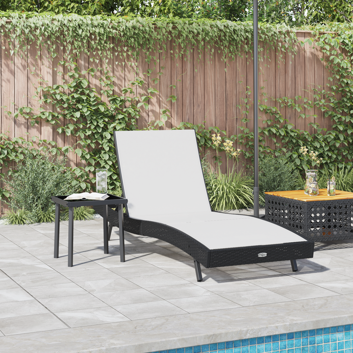 Solstol 2 pcs Sort og Hvid polyrattan