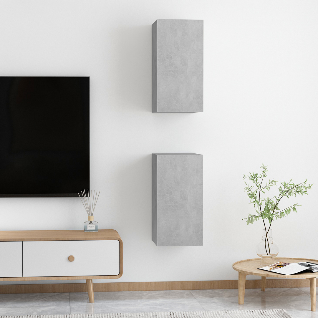 | Væghængt TV Skab | Vægmonteret 2 pcs Betongrå 30.5 x 30 x 60 cm