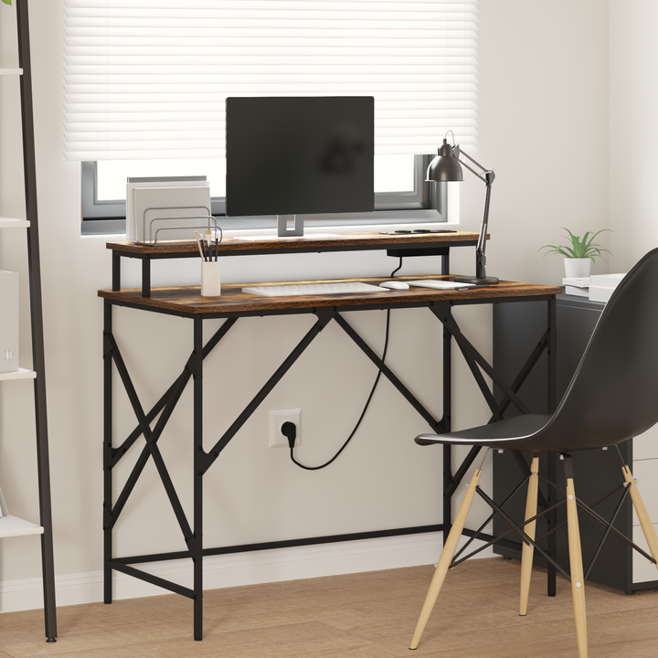 Bord med hylde Røget eg 100 x 50 x 86,5 cm Konstrueret træ