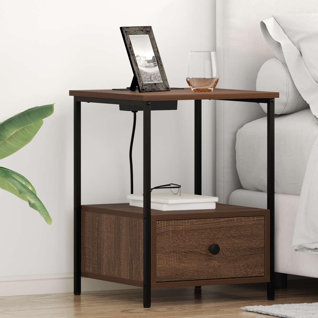 Natskab 2 pcs Brun eg 42 x 41 x 56 cm Konstrueret træ