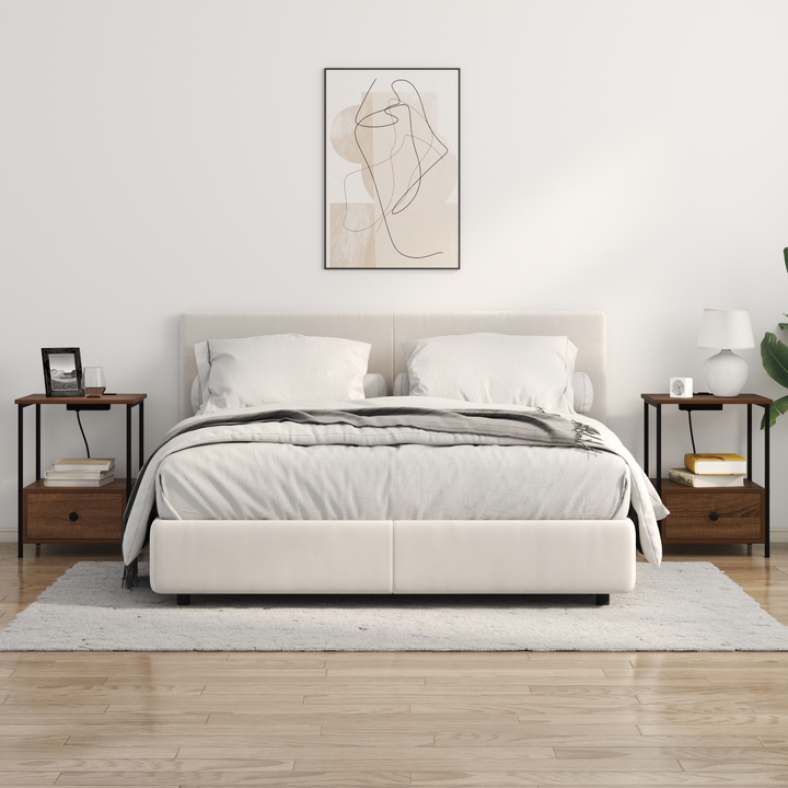 Natskab 2 pcs Brun eg 42 x 41 x 56 cm Konstrueret træ