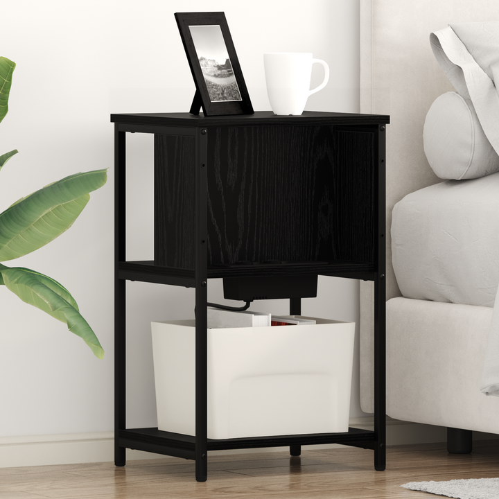 Natskab 2 pcs Sort eg 38 x 31 x 61 cm Konstrueret træ