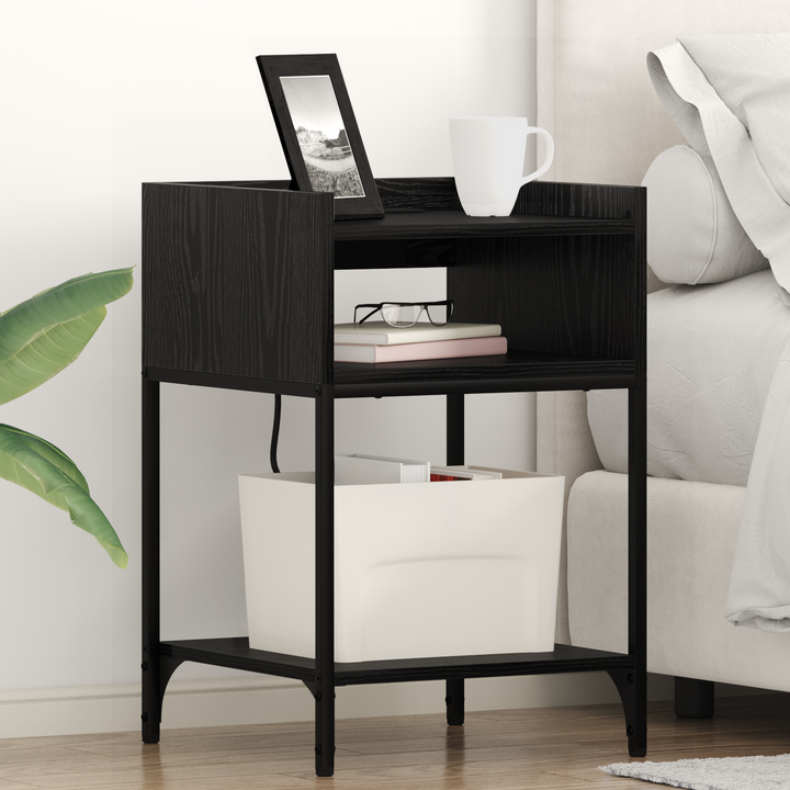 Natskab med hylde 2 pcs Sort eg 40 x 40 x 61 cm Konstrueret træ