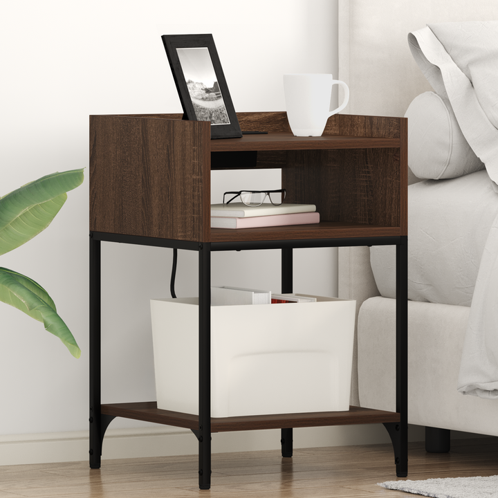 Natskab med hylde 2 pcs Brun eg 40 x 40 x 61 cm Konstrueret træ