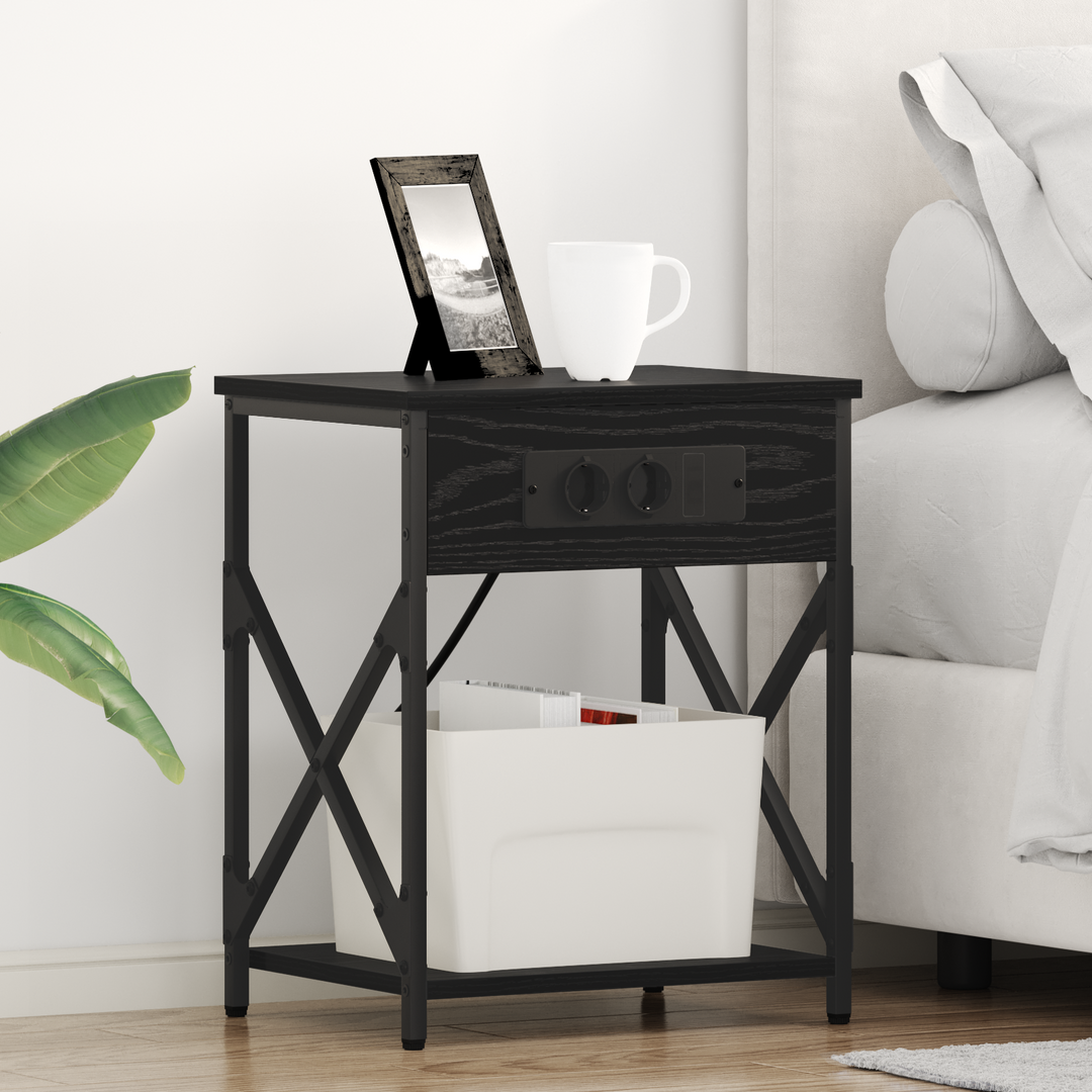 Natskab 2 pcs Sort eg 41 x 31 x 51 cm Konstrueret træ
