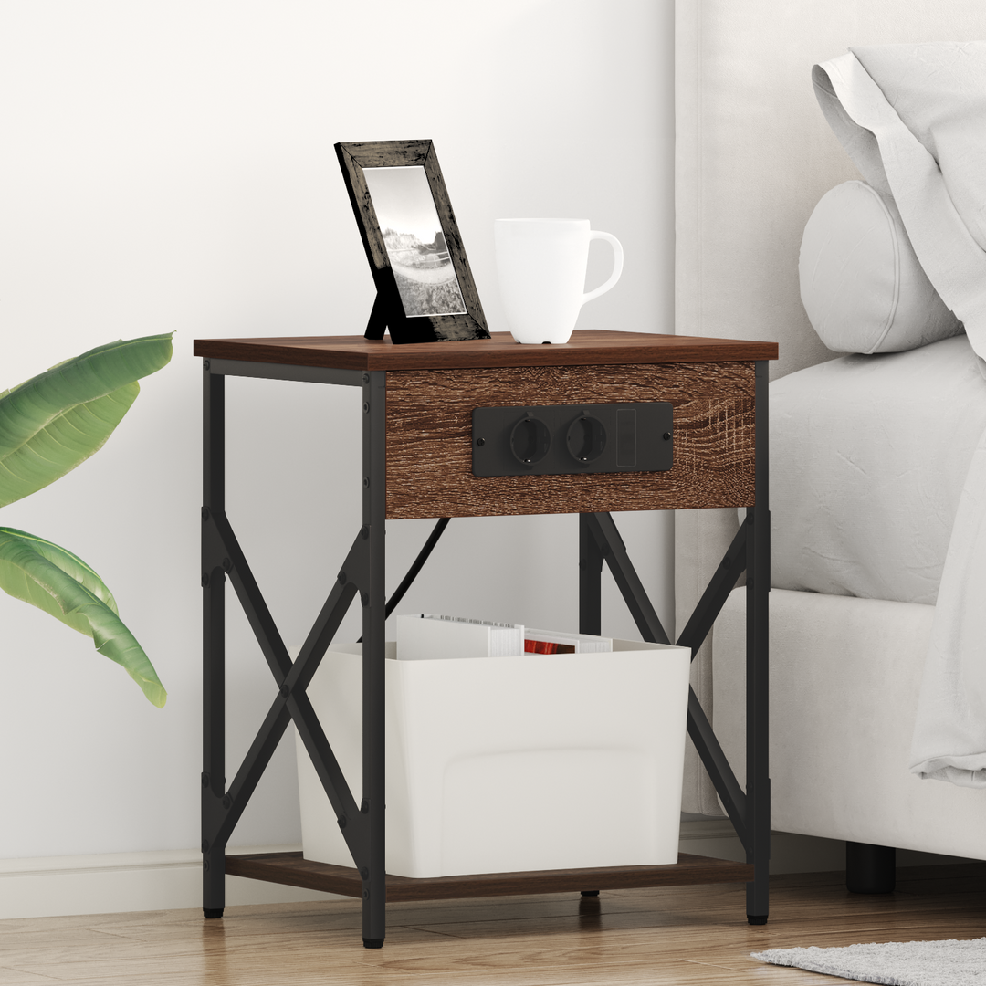 Natskab 2 pcs Brun eg 41 x 31 x 51 cm Konstrueret træ