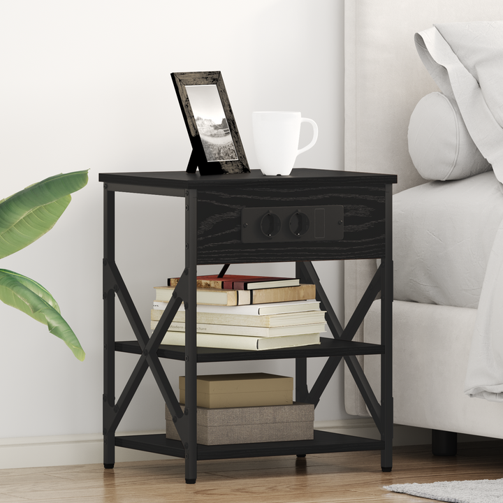 Natskab med hylde 2 pcs Sort eg 41 x 31 x 51 cm Konstrueret træ