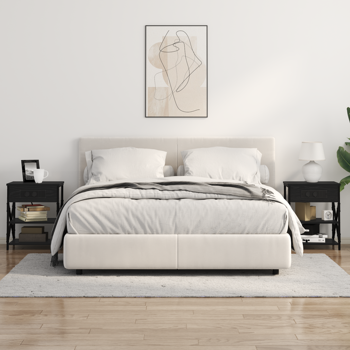 Natskab med hylde 2 pcs Sort eg 41 x 31 x 51 cm Konstrueret træ