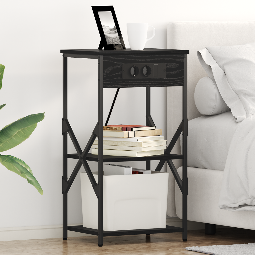 Natskab med hylde 2 pcs Sort eg 41 x 31 x 76 cm Konstrueret træ