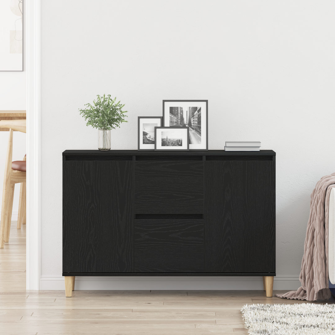 Sideboard med skuffe Sort 102 x 35 x 60 cm Konstrueret træ