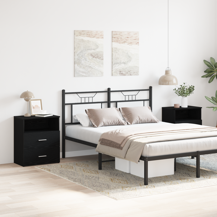 Natbord med skuffe 2 pcs Sort eg 50 x 32 x 60cm Konstrueret træ