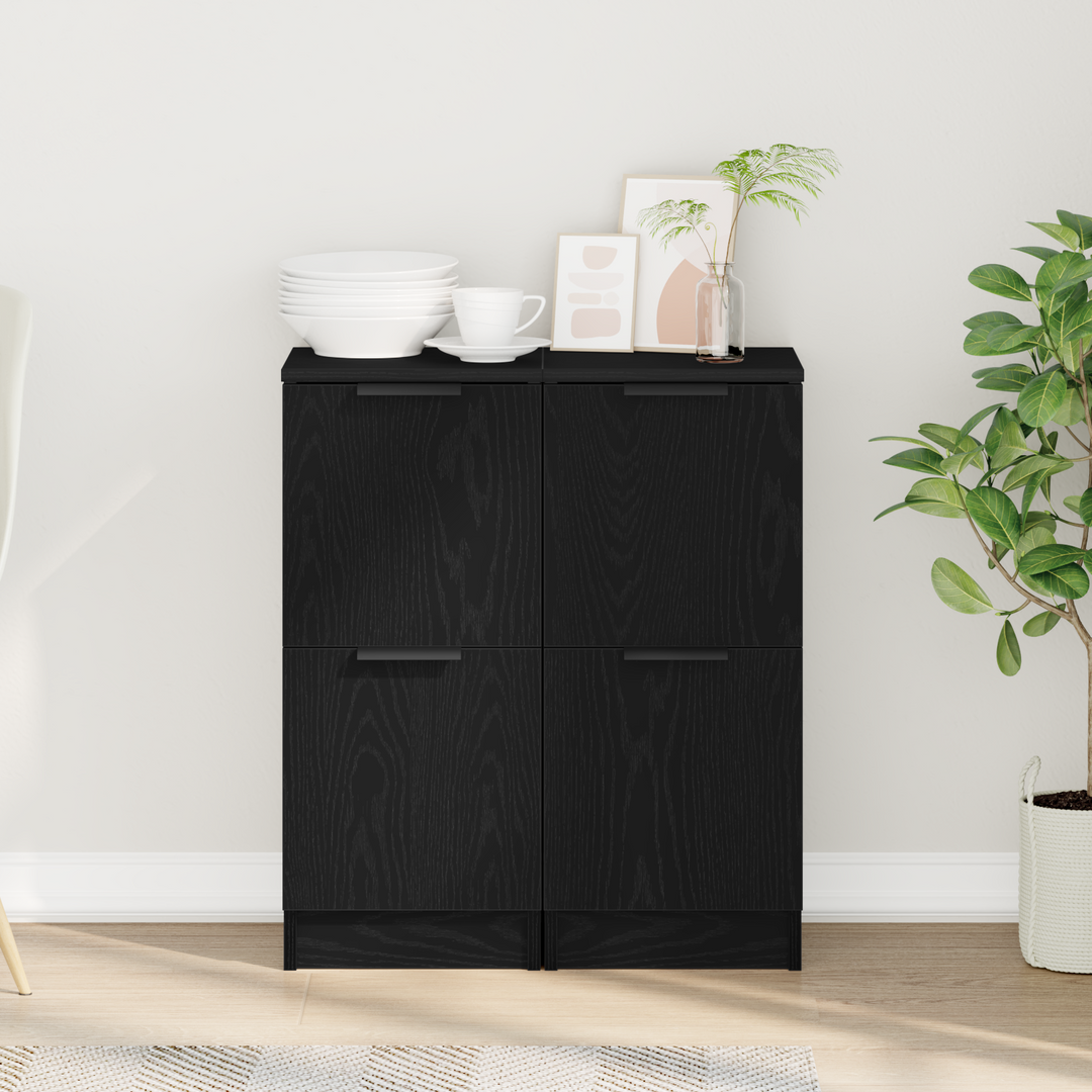 Sideboard 2 pcs Sort eg 30 x 30 x 70 cm Konstrueret træ