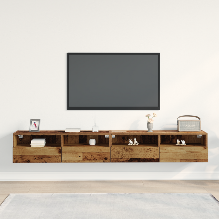 TV vægskab 2 pcs Gammelt træ 100 x 30 x 30 cm Konstrueret træ