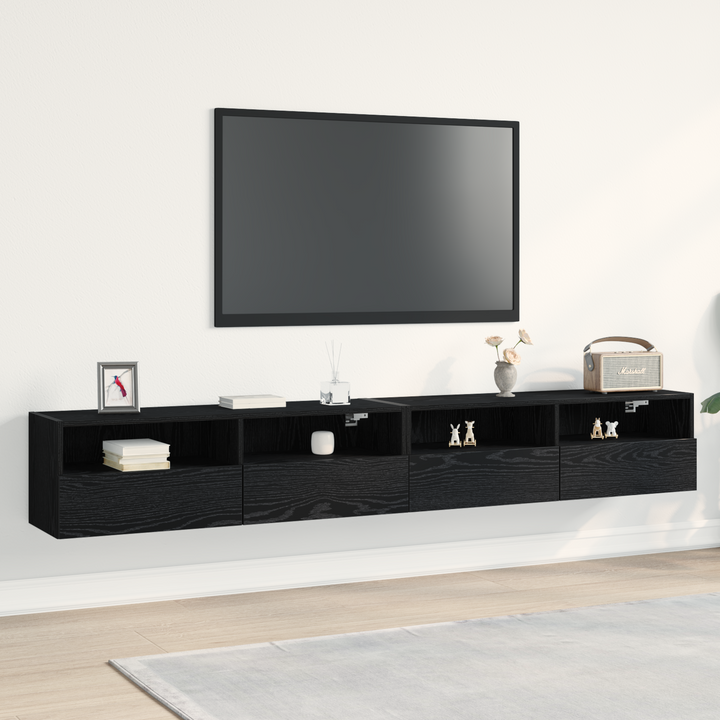 TV vægskab 2 pcs Sort eg 100 x 30 x 30 cm Konstrueret træ