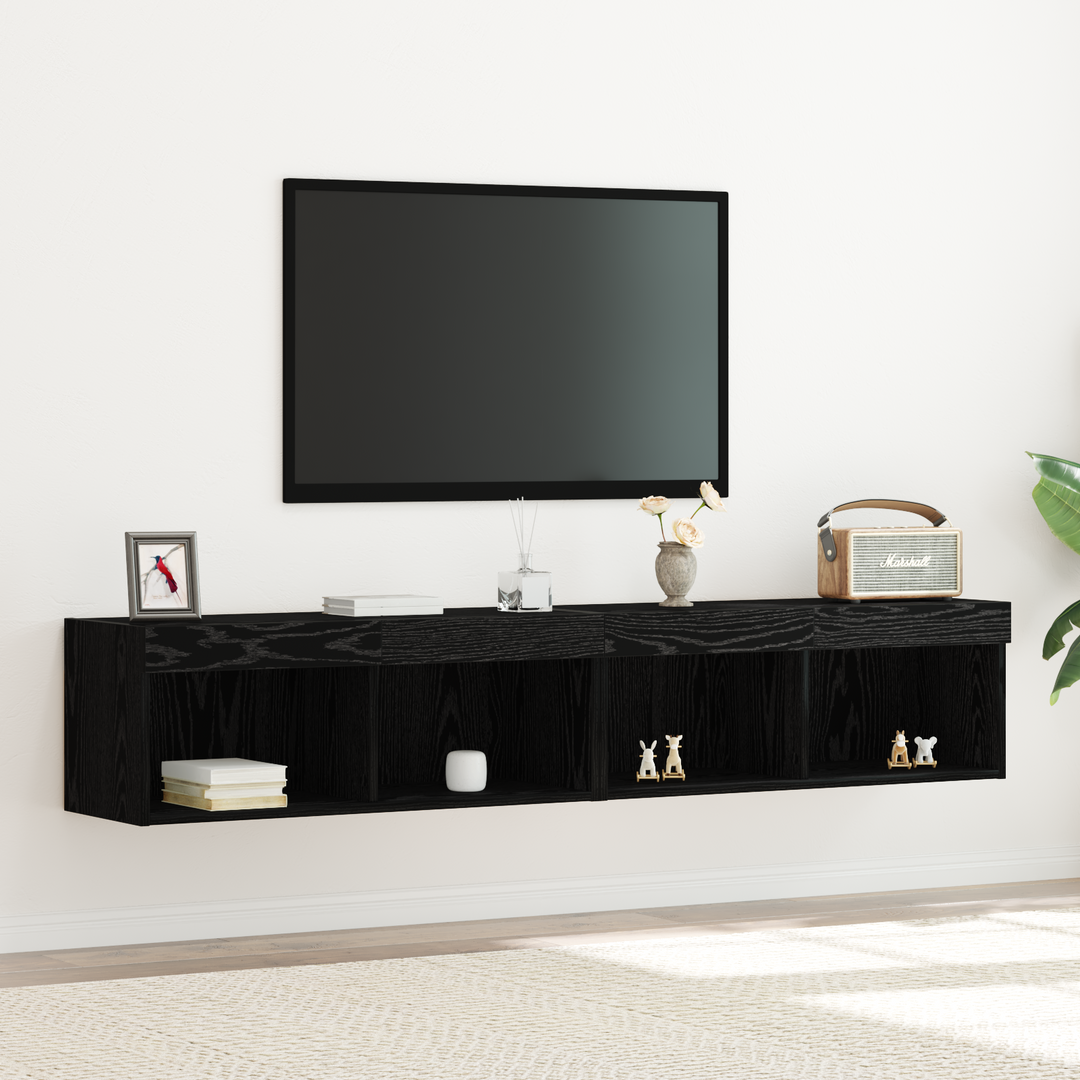 TV-møbelsæt 2 pcs Sort eg 80 x 30 x 30 cm Konstrueret træ