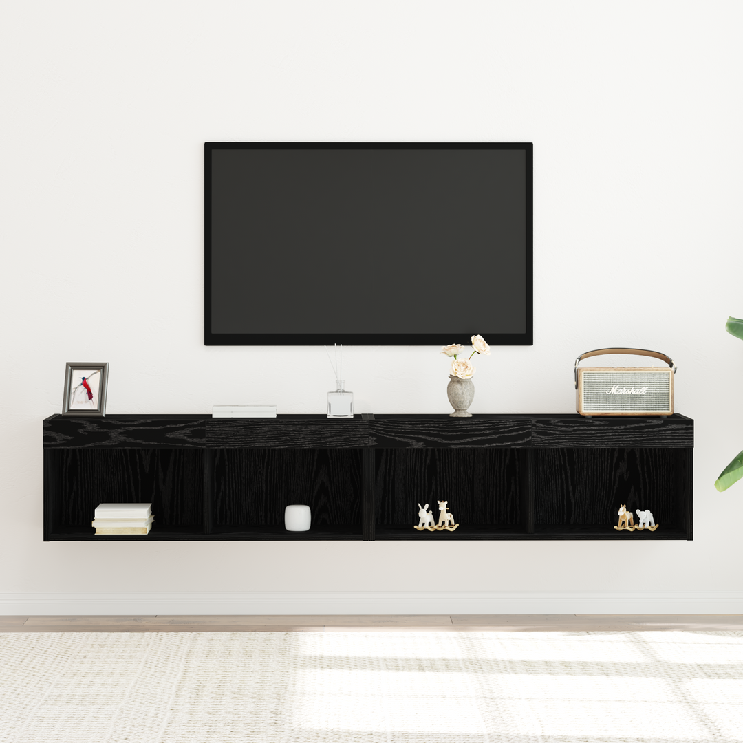 TV-møbelsæt 2 pcs Sort eg 80 x 30 x 30 cm Konstrueret træ