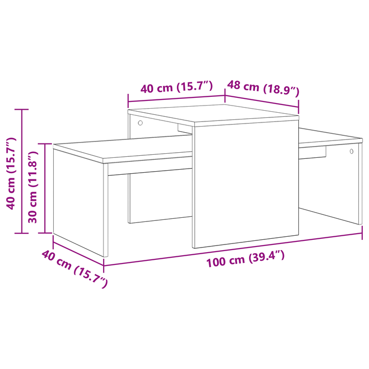 Indskudsborde Sort eg 100 x 48 x 40 cm Konstrueret træ