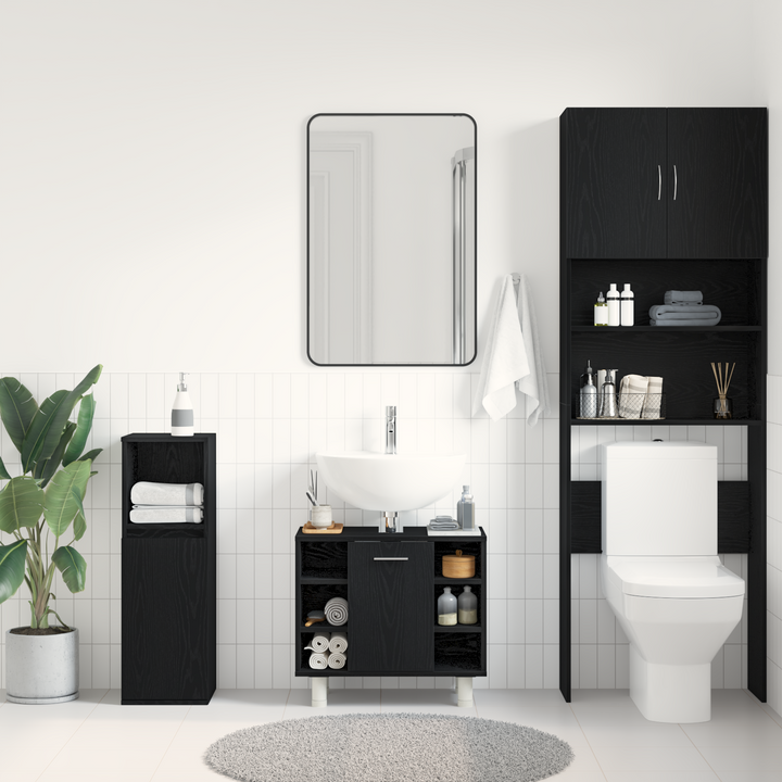 Badeværelsesskab Sort eg 60 x 32 x 54 cm Konstrueret træ