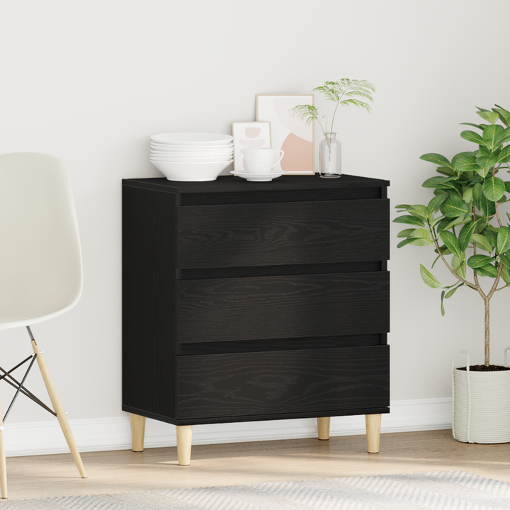Sideboard med skuffe Sort eg 60 x 35 x 70 cm Konstrueret træ