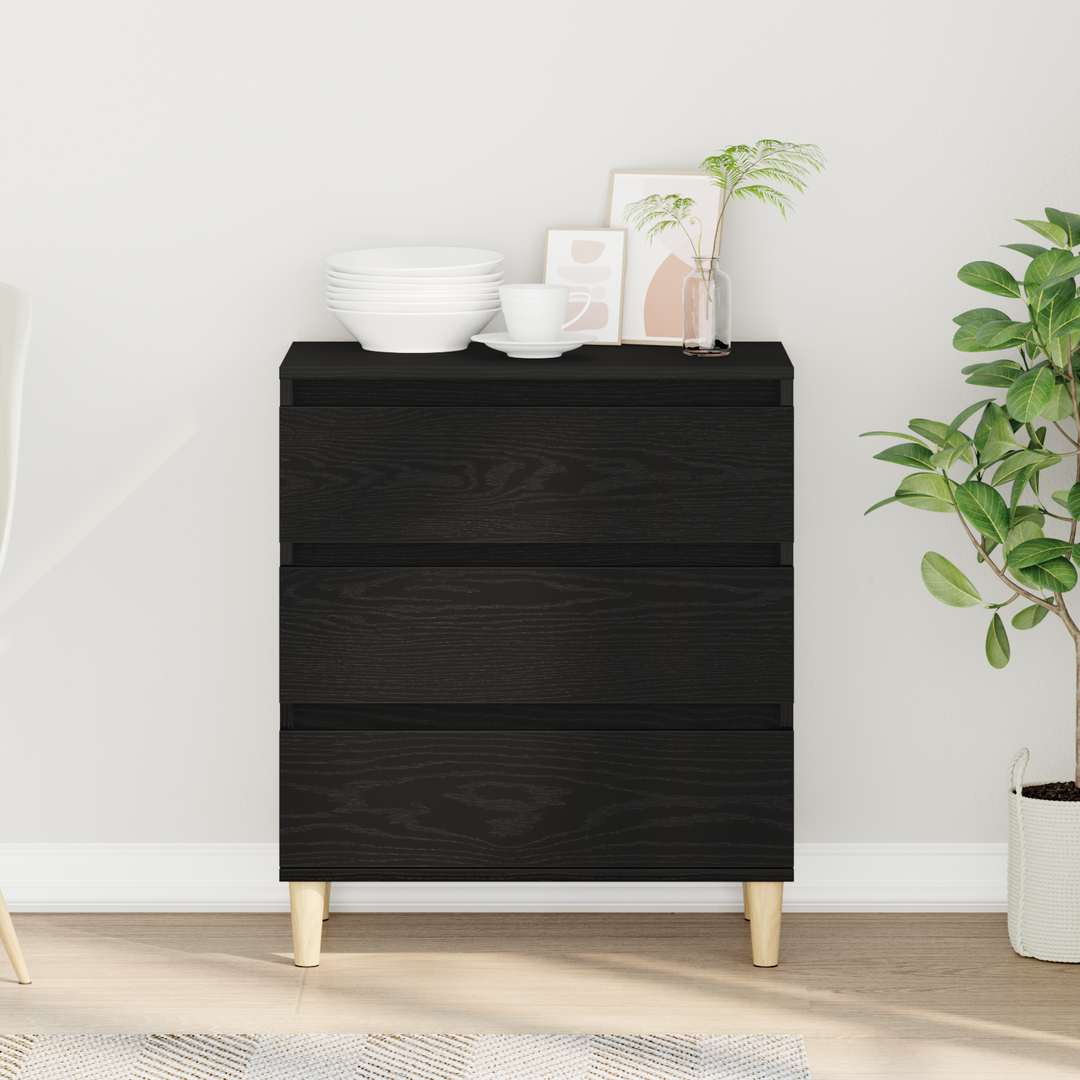 Sideboard med skuffe Sort eg 60 x 35 x 70 cm Konstrueret træ