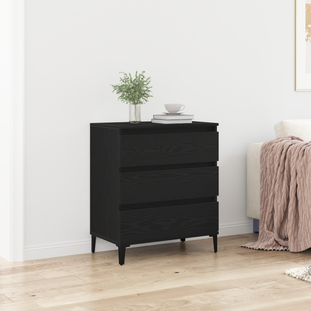 Sideboard med skuffe Sort eg 60 x 35 x 70 cm Konstrueret træ