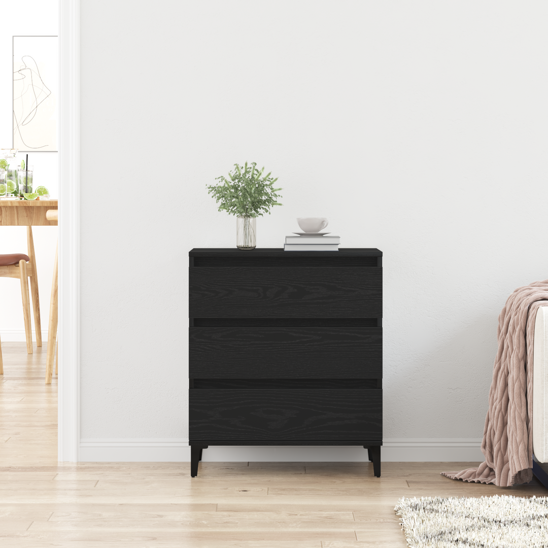 Sideboard med skuffe Sort eg 60 x 35 x 70 cm Konstrueret træ
