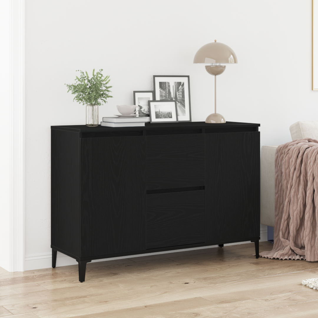 Sideboard med skuffe Sort eg 104 x 35 x 70 cm Konstrueret træ