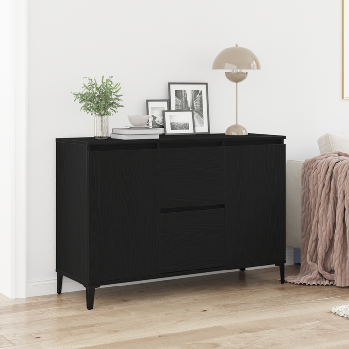 Sideboard med skuffe Sort eg 104 x 35 x 70 cm Konstrueret træ