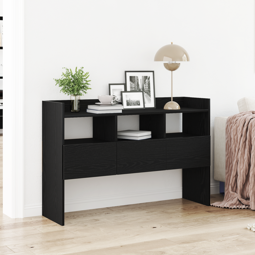 Sideboard med skuffe Sort eg 105 x 30 x 70 cm Konstrueret træ