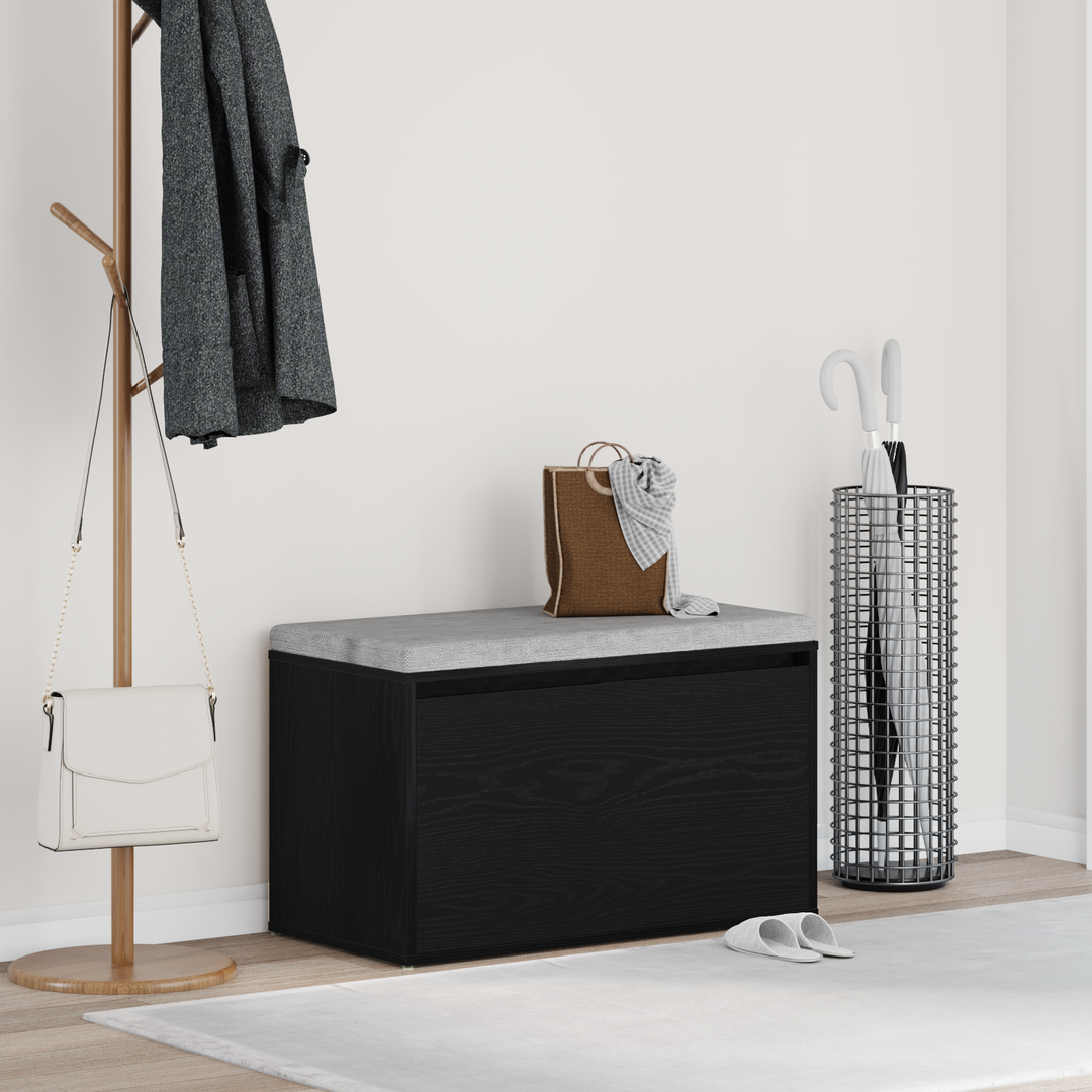 Hallbænk med skuffe Sort eg 80 x 40 x 45 cm Konstrueret træ