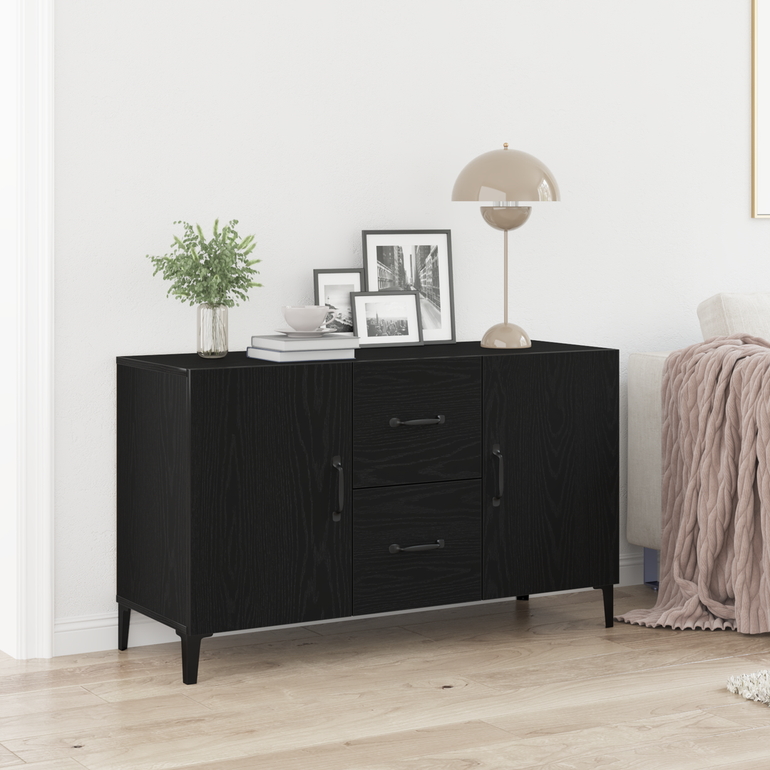 Sideboard med skuffe Sort eg 100 x 36 x 60 cm Konstrueret træ