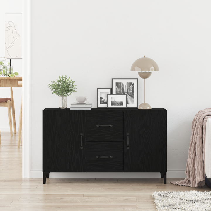 Sideboard med skuffe Sort eg 100 x 36 x 60 cm Konstrueret træ