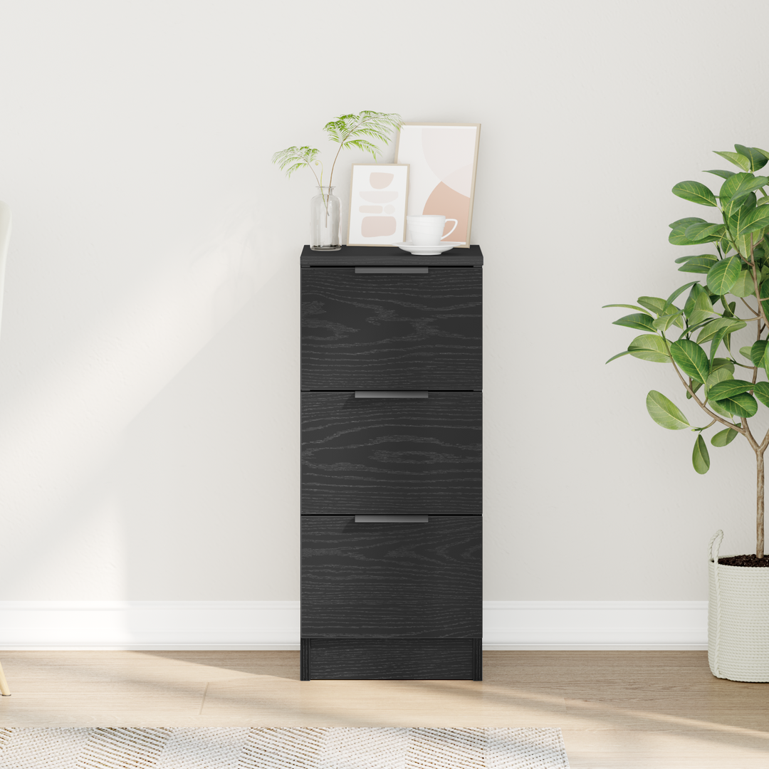 Sideboard med skuffe Sort eg 30 x 30 x 70 cm Konstrueret træ
