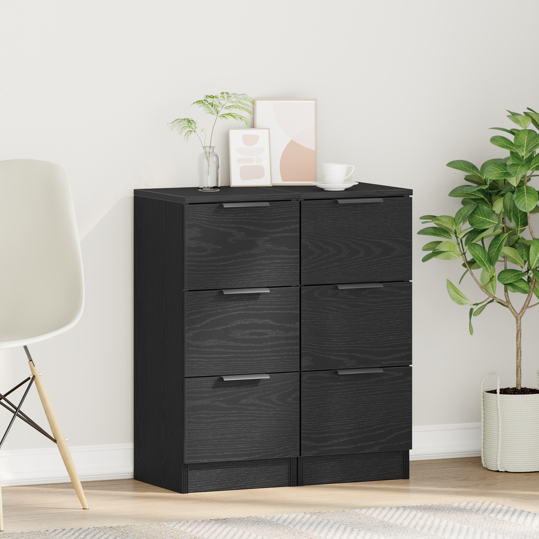 Sideboard 2 pcs Sort eg 30 x 30 x 70 cm Konstrueret træ