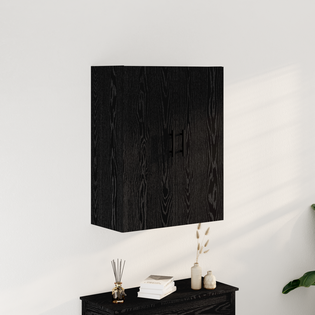Væghængt skab Sort eg 69,5 x 34 x 90 cm Konstrueret træ