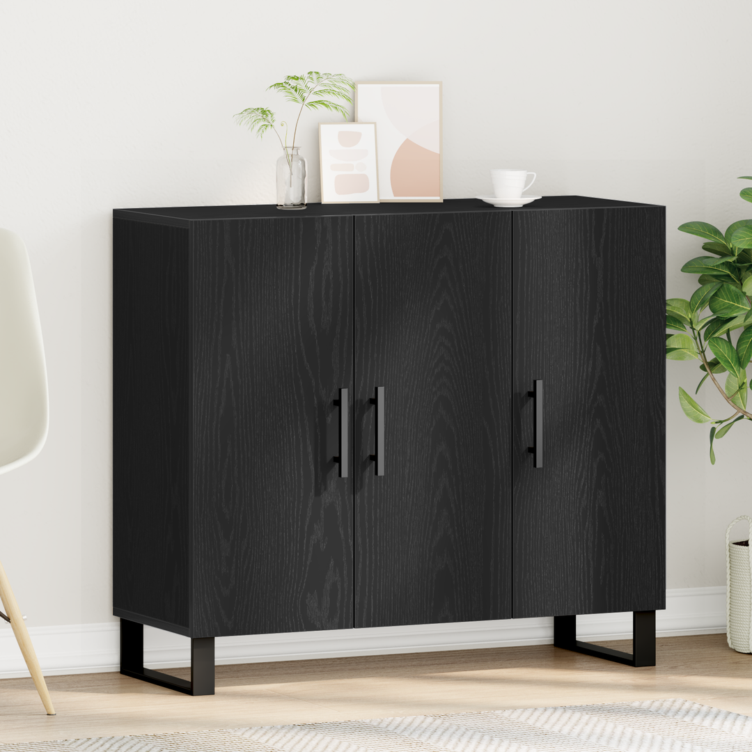 Sideboard Sort eg 90 x 34 x 80 cm Konstrueret træ