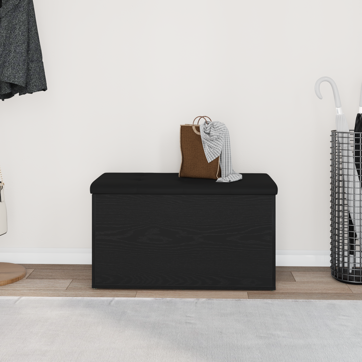 Opbevaringsbænk Sort eg 82 x 42 x 45 cm Konstrueret træ